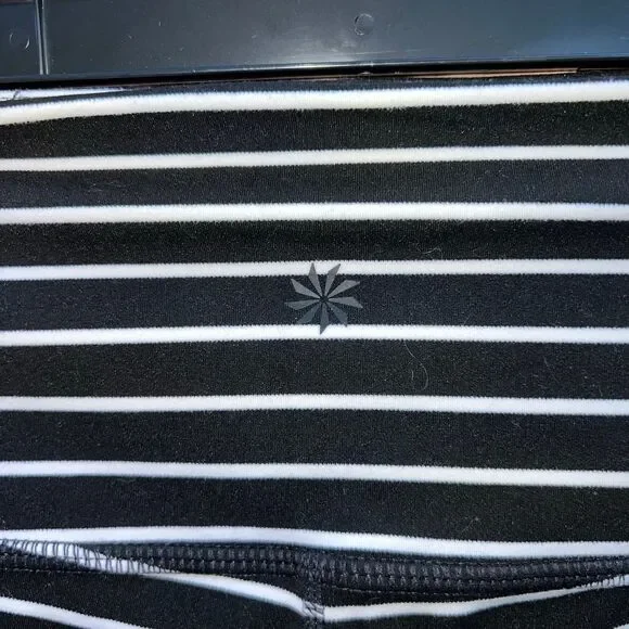 Athleta Chaturanga Leggings Women’s M Black White Stripe - Picture 3 of 9